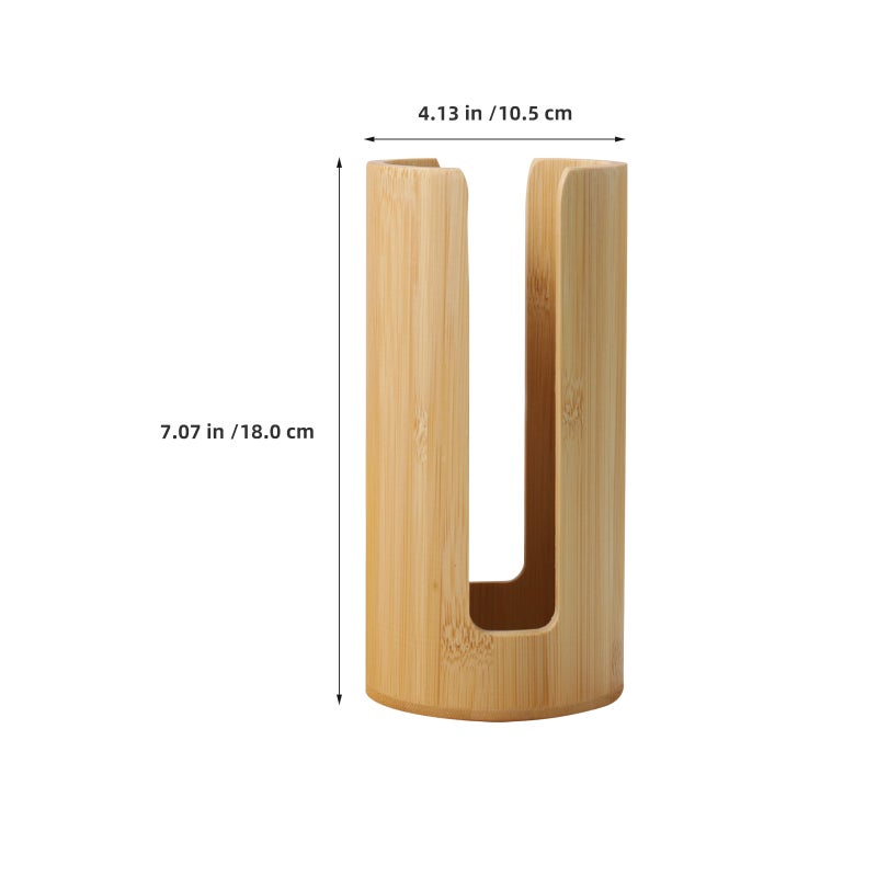Bamboo Bathroom Cup Dispenser with Stylish Light Brown Finish for Countertop Storage Organizer - Image 2