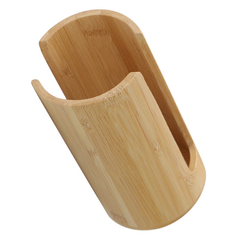Bamboo Bathroom Cup Dispenser with Stylish Light Brown Finish for Countertop Storage Organizer - Image 4