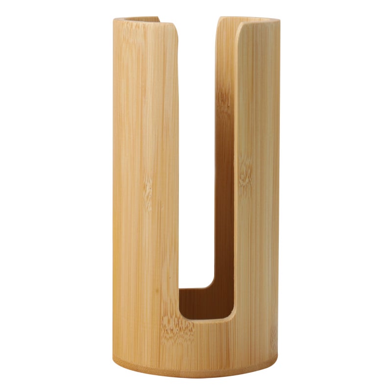 Bamboo Bathroom Cup Dispenser with Stylish Light Brown Finish for Countertop Storage Organizer - Image 1