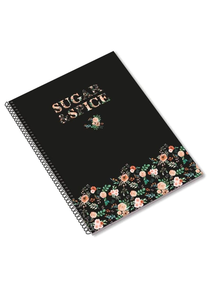 Ambar 1-Piece A4 Size Spiral Notebook Suger And Spice Design Assorted Colours - Image 1