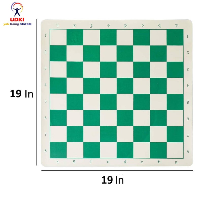 UDKI Portable Chess Vinyl Board Mat | Folding Roll Up For Easy Carrying For Tournament Thick 19" Green Vinyl Mat For Professional Chess Players (Without Coins), For Kid, Adult - Image 2
