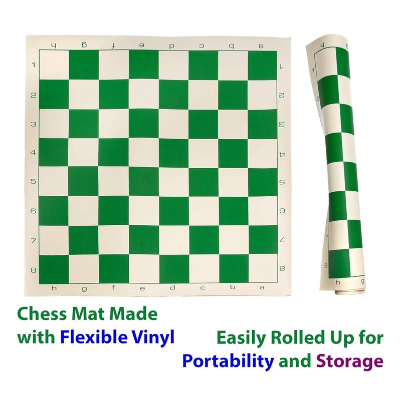 UDKI Portable Chess Vinyl Board Mat | Folding Roll Up For Easy Carrying For Tournament Thick 19" Green Vinyl Mat For Professional Chess Players (Without Coins), For Kid, Adult - Image 5