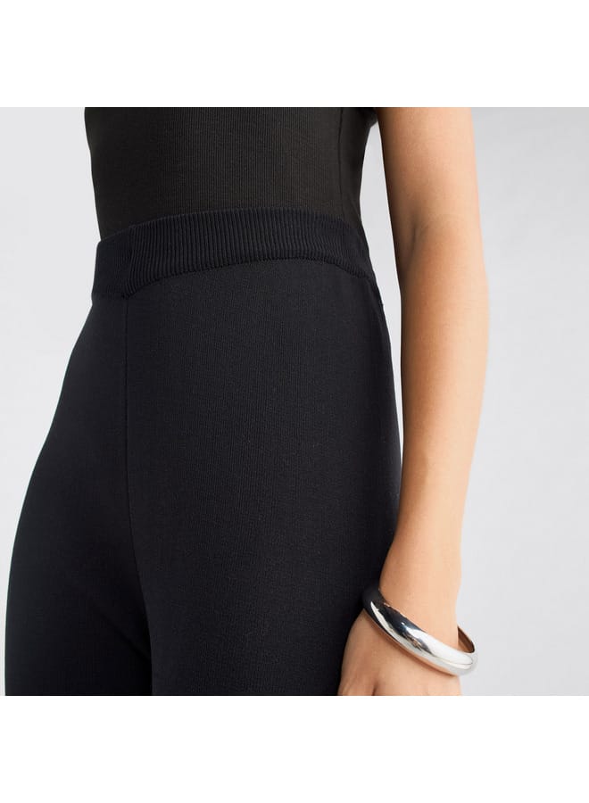 Splash FAV Solid Wide Leg Pants with Ribbed Waistband - Image 4