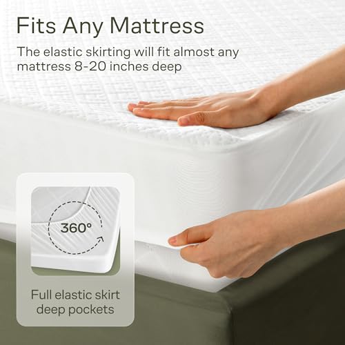 Niagara Sleep Solution 100% Waterproof Queen Mattress Protector - 360 Pad Protection Against Spills, Stains & Accidents for Parents & Pet Owners - Noiseless & Cooling Viscose Made from Bamboo (White) - Image 5