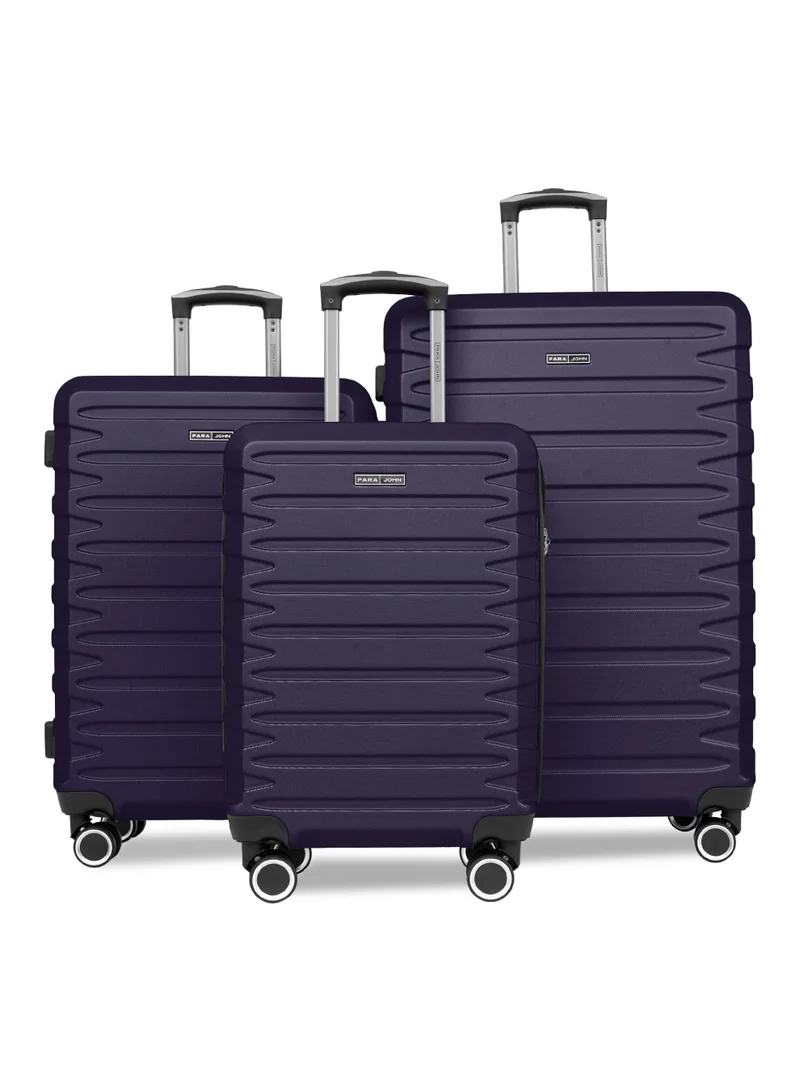 PARAJOHN AeroShield Lightweight 3-Piece ABS Hard-Side Spinner Luggage Trolley Set with TSA Lock and 8 Wheels - Navy Blue