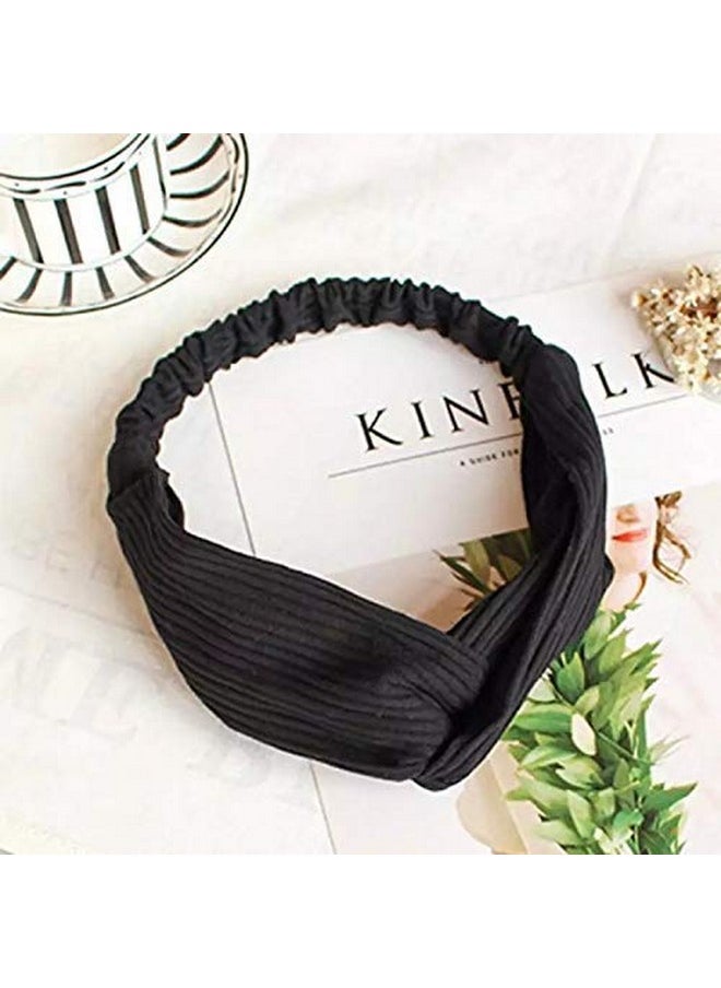 اكسسوارات الشعر فوغ - رباط شعر قابل للتمدد من Vogue Hair Accessories مصنوع من قماش قطني سادة للفتيات والنساء، عبوة من قطعة واحدة - أسود - Image 1
