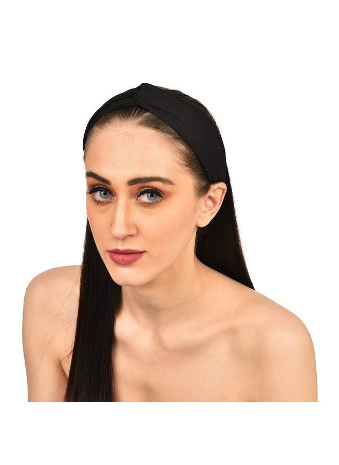 اكسسوارات الشعر فوغ - رباط شعر قابل للتمدد من Vogue Hair Accessories مصنوع من قماش قطني سادة للفتيات والنساء، عبوة من قطعة واحدة - أسود - Image 1