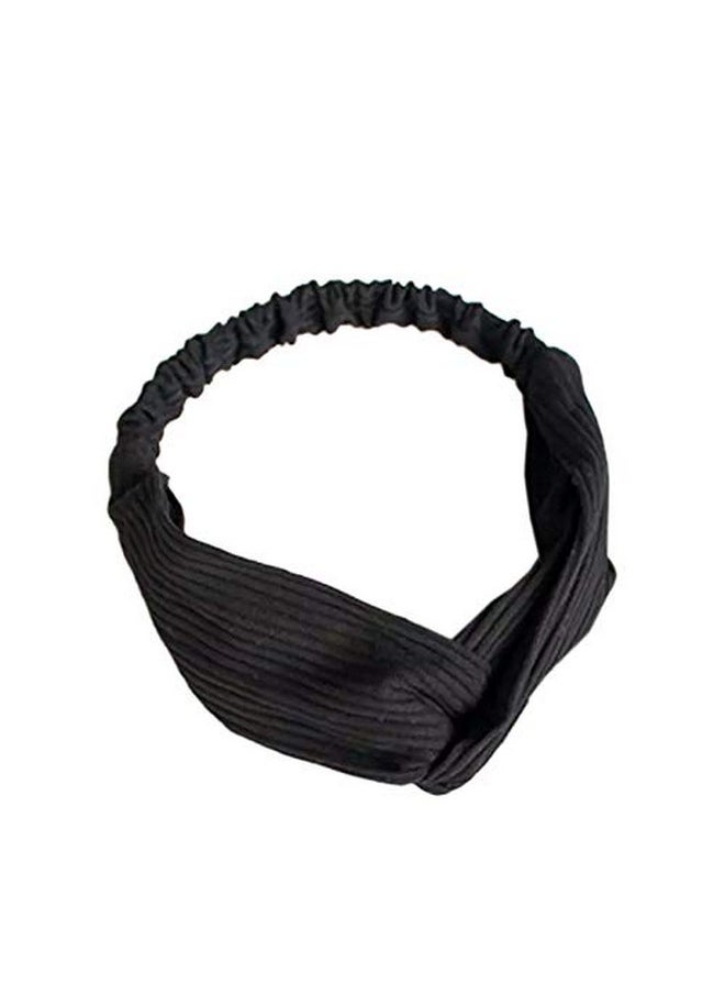 اكسسوارات الشعر فوغ - رباط شعر قابل للتمدد من Vogue Hair Accessories مصنوع من قماش قطني سادة للفتيات والنساء، عبوة من قطعة واحدة - أسود - Image 1