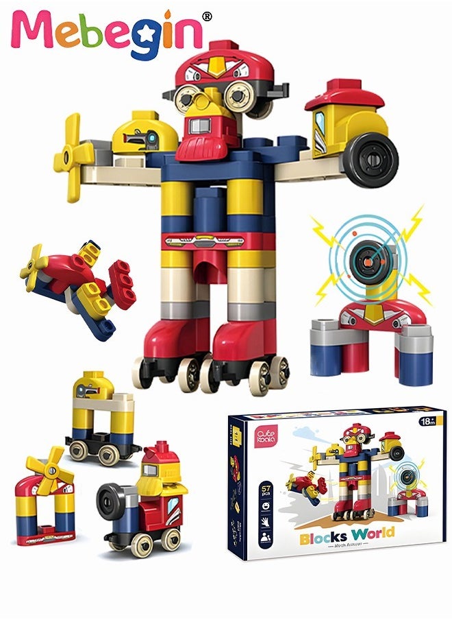 MEBEGIN 57PCS DIY Robot Building Blocks Set, Educational STEM Toy, Creative Construction Toy, Fine Motor Skills Toys, Fun Montessori Toys for Kids Aged 18 Months＋, Ideal Gift for Kids who Love Construction Games and Robotics  - Image 4