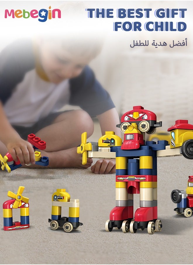 MEBEGIN 57PCS DIY Robot Building Blocks Set, Educational STEM Toy, Creative Construction Toy, Fine Motor Skills Toys, Fun Montessori Toys for Kids Aged 18 Months＋, Ideal Gift for Kids who Love Construction Games and Robotics  - Image 3