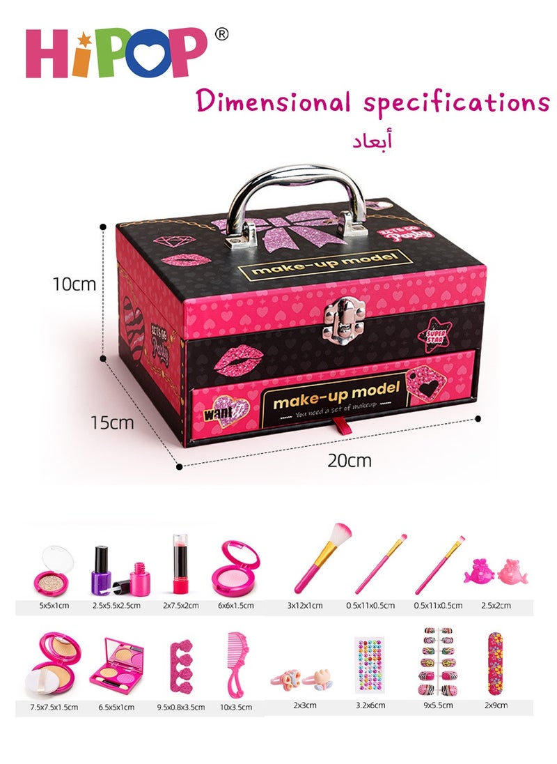HIPOP - Makeup Set for Girl,Portable Cosmetics Toys with Washable and Nontoxic,Girls Pretend Play Gift - Image 1
