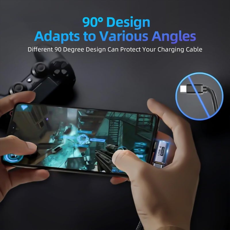 Microware محول زاوية USB C بسرعة 40Gbps، محول ذكر إلى أنثى بزاوية 90 درجة، تمديد بزاوية صحيحة USB 3.1 بدقة 8K عند 60 هرتز للكمبيوتر المحمول، الجهاز اللوحي، الواقع الافتراضي، الكاميرا، الهاتف الذكي (MMPL-111) - Image 4
