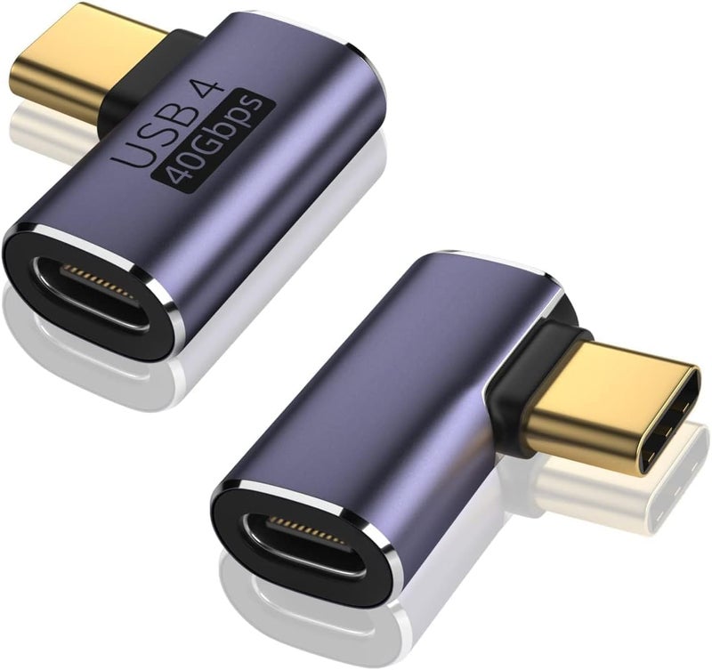 Microware محول زاوية USB C بسرعة 40Gbps، محول ذكر إلى أنثى بزاوية 90 درجة، تمديد بزاوية صحيحة USB 3.1 بدقة 8K عند 60 هرتز للكمبيوتر المحمول، الجهاز اللوحي، الواقع الافتراضي، الكاميرا، الهاتف الذكي (MMPL-111) - Image 1