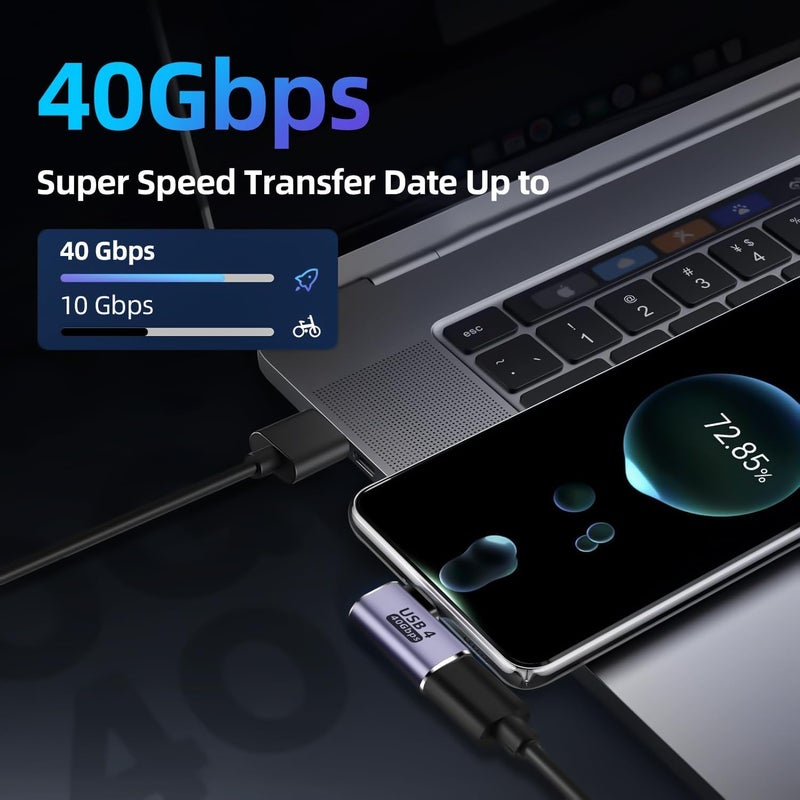 Microware محول زاوية USB C بسرعة 40Gbps، محول ذكر إلى أنثى بزاوية 90 درجة، تمديد بزاوية صحيحة USB 3.1 بدقة 8K عند 60 هرتز للكمبيوتر المحمول، الجهاز اللوحي، الواقع الافتراضي، الكاميرا، الهاتف الذكي (MMPL-111) - Image 5