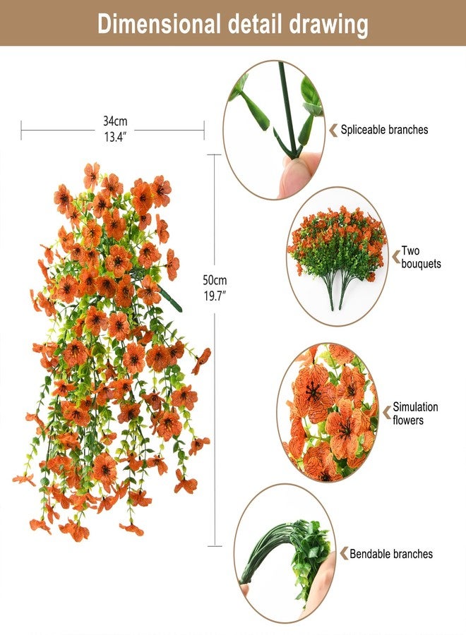 ZFProcess Artificial Hanging Flowers Plants for Outdoor Fall Decoration, 2PCS Faux Silk Daisy UV Resistant Look Real for Outside Home Indoor Planter Porch Window Yard Autumn Decor(Orange) - Image 2
