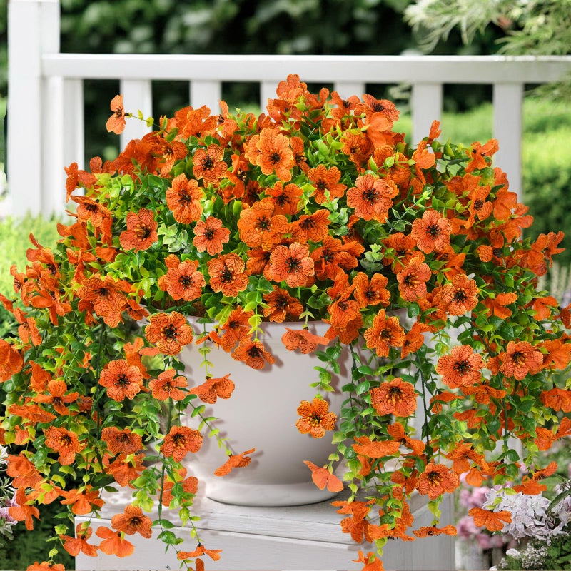 ZFProcess Artificial Hanging Flowers Plants for Outdoor Fall Decoration, 2PCS Faux Silk Daisy UV Resistant Look Real for Outside Home Indoor Planter Porch Window Yard Autumn Decor(Orange) - Image 1