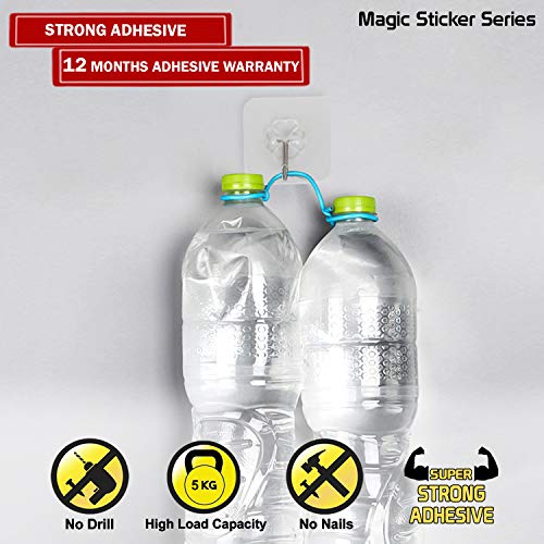 HOKIPO Magic Sticker Series Adhesive Hooks for Heavy Items - Load Capacity 5 KG, Pack of 2 (Model - AR3474*2), Silver and Clear - Image 2
