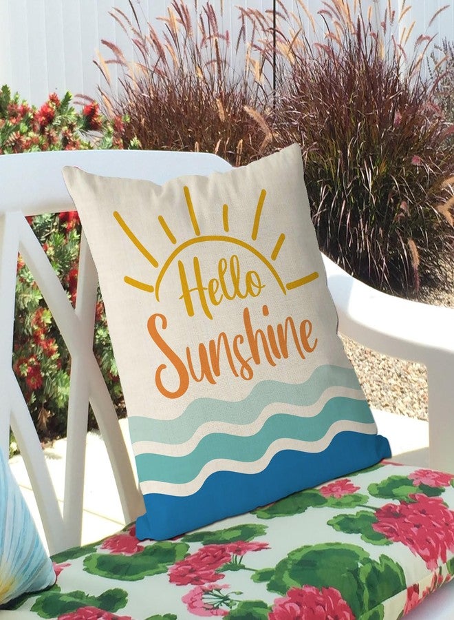 GAGEC Summer Pillow Covers 18x18 Inch Hello Sunshine Throw Pillowcases Summer Farmhouse Cushion Case Decor for Sofa Couch - Image 5