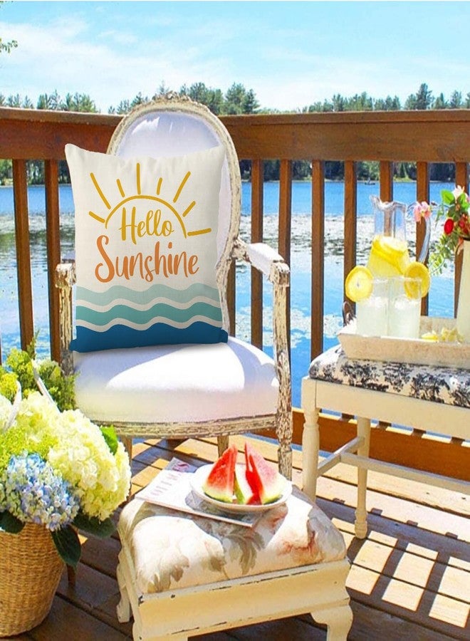 GAGEC Summer Pillow Covers 18x18 Inch Hello Sunshine Throw Pillowcases Summer Farmhouse Cushion Case Decor for Sofa Couch - Image 2
