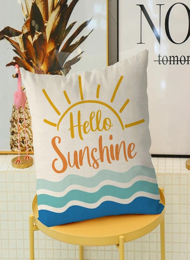 GAGEC Summer Pillow Covers 18x18 Inch Hello Sunshine Throw Pillowcases Summer Farmhouse Cushion Case Decor for Sofa Couch - Image 3