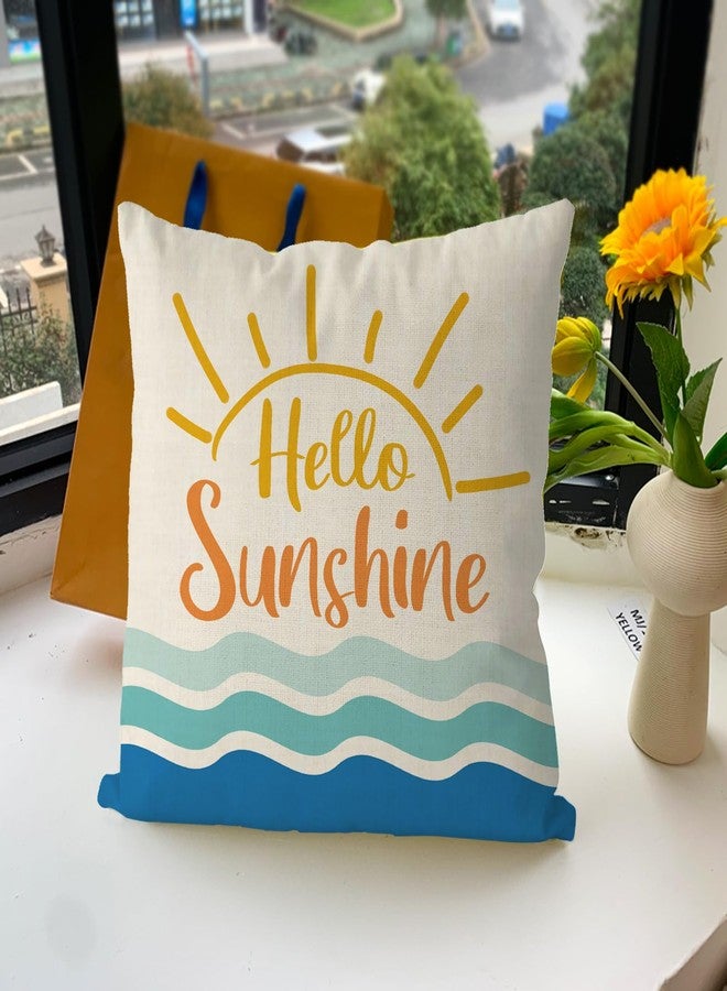 GAGEC Summer Pillow Covers 18x18 Inch Hello Sunshine Throw Pillowcases Summer Farmhouse Cushion Case Decor for Sofa Couch - Image 4
