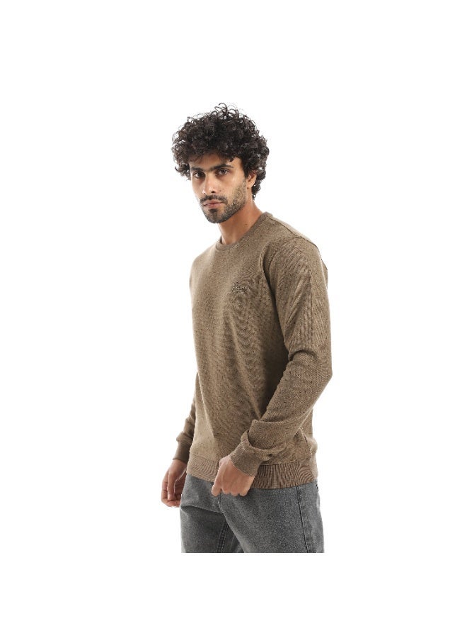 Pavone Taupe Crew Neck Slip On Sweatshirt - Image 2