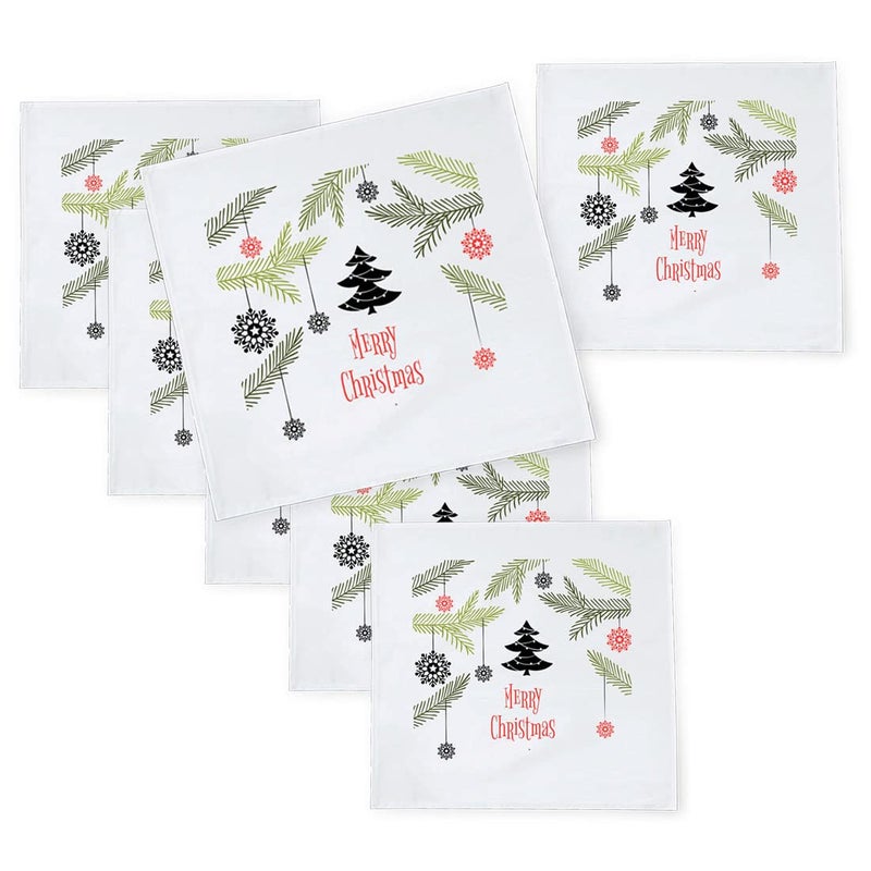 Khakee 6 Pcs Christmas Theme Silk Table Napkins 10x 10 for Xmas Decoration Christmas OrnamentsChristmas Giftxmas21512 - Image 1