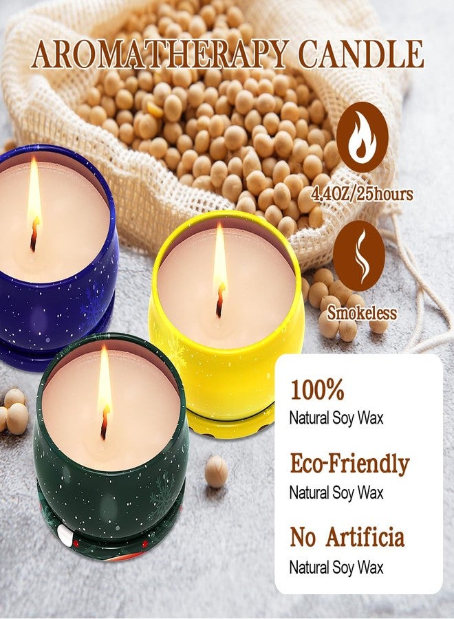 Aubinkenny 3 Pieces - Christmas Scented Candle Gift Set for Women - Bulk Merry Christmas Candles, Soy Wax Scented Candle Set, Small Cookie Jar Candle Jar with Lid for Home Bath Yoga Holiday Party Gifts - Image 2