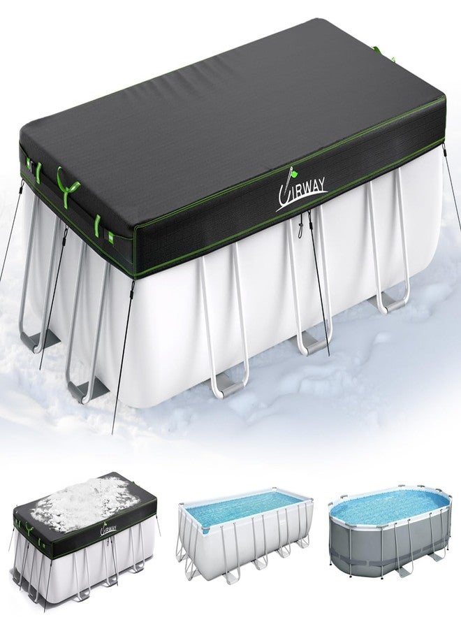 UIRWAY 7x10 FT Rectangular Pool Cover with Reflective Strips for Above Ground Pool, Solar Cover Including Rope Tie and Luminous Ground Nails, Swimming Pool Cover for Rectangular or Oval Frame Pools - Image 1