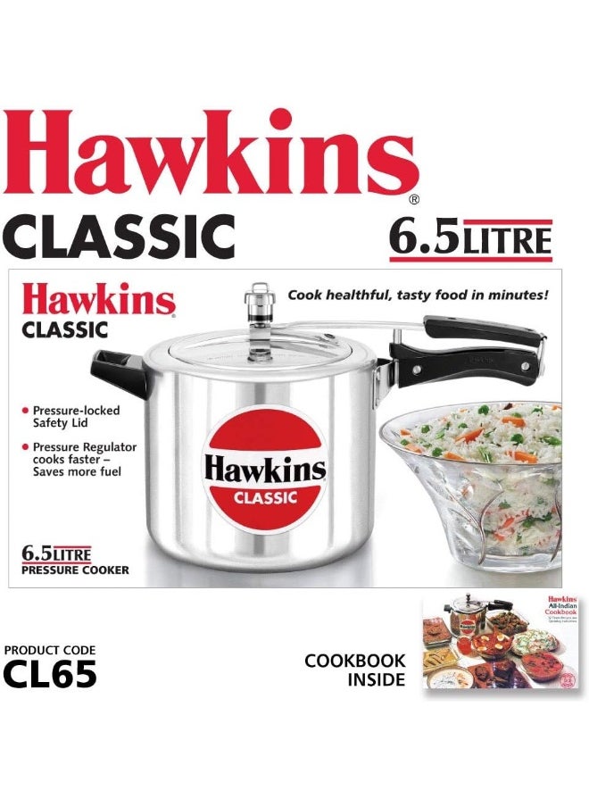 Hawkins 6.5 لترات وعاء ضغط كلاسيكي من الألومنيوم مع مرايا خارجية مصقولة وغطاء داخلي فضي  - Image 2