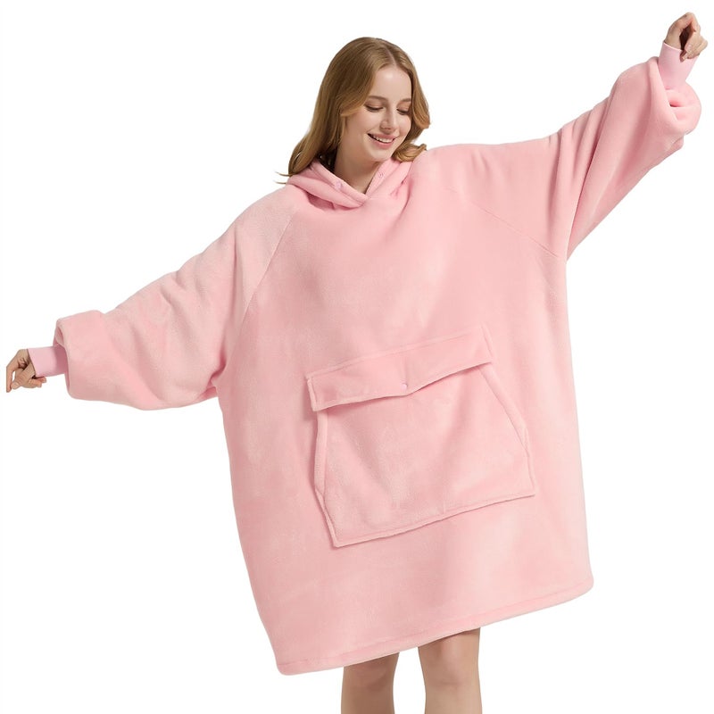 Krifey Wearable Blanket Hoodie, Oversized Sherpa Fleece Sweatshirt with Giant Pocket, Birthday Gifts for Women, Mom, Sister, Blush Quartz - Image 1