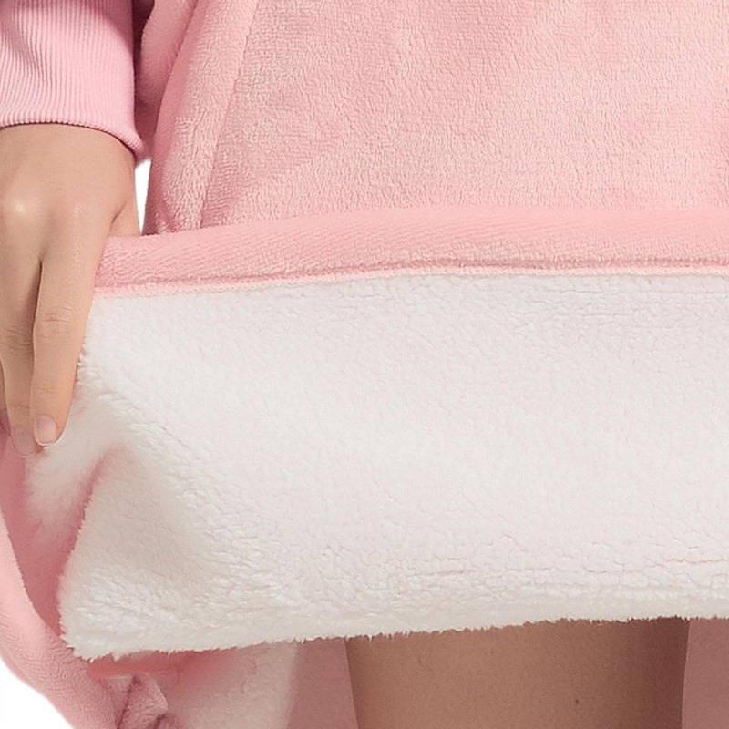 Krifey Wearable Blanket Hoodie, Oversized Sherpa Fleece Sweatshirt with Giant Pocket, Birthday Gifts for Women, Mom, Sister, Blush Quartz - Image 3