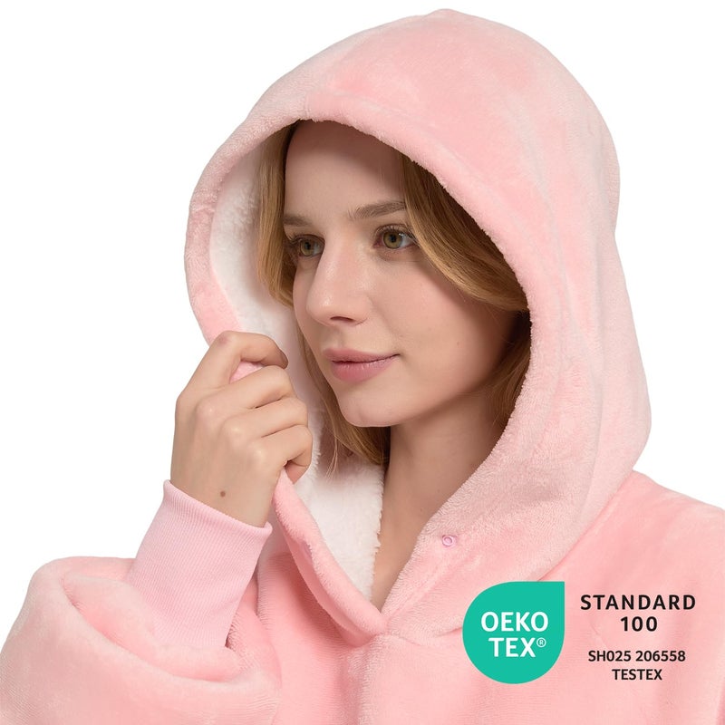 Krifey Wearable Blanket Hoodie, Oversized Sherpa Fleece Sweatshirt with Giant Pocket, Birthday Gifts for Women, Mom, Sister, Blush Quartz - Image 2