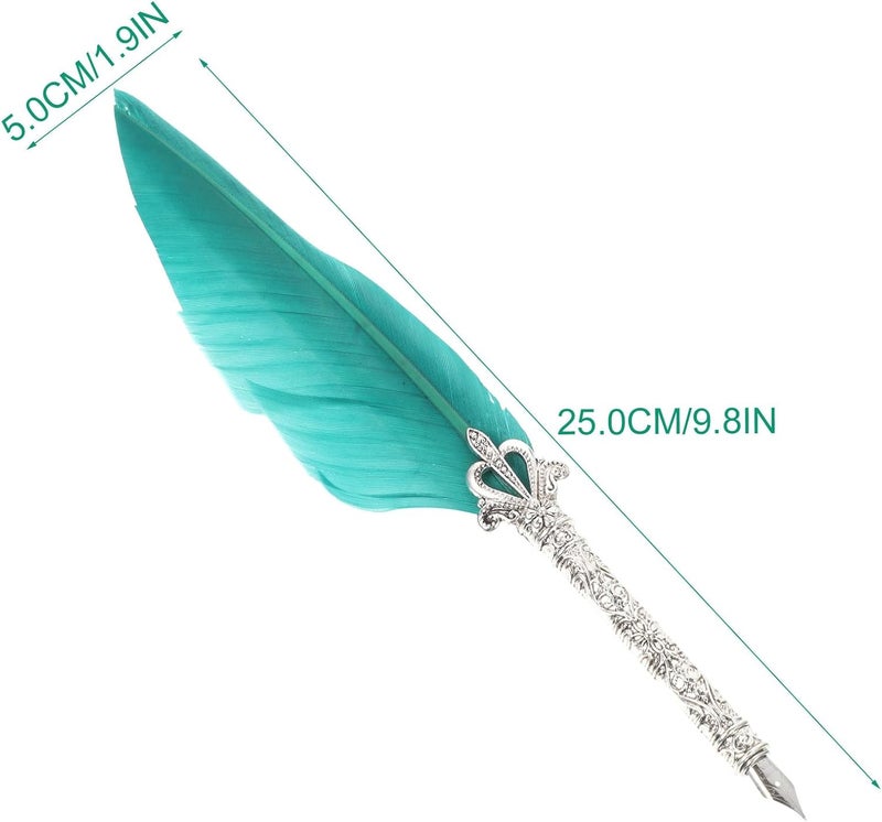 Vintage Plume Wing Quill Pen Set Reusable Decorative Calligraphy Dip Pen with Metal Nib for Business Birthday and Art Crafts - Image 2