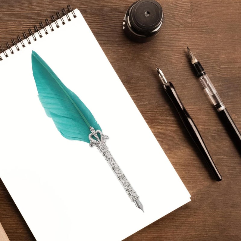 Vintage Plume Wing Quill Pen Set Reusable Decorative Calligraphy Dip Pen with Metal Nib for Business Birthday and Art Crafts - Image 5