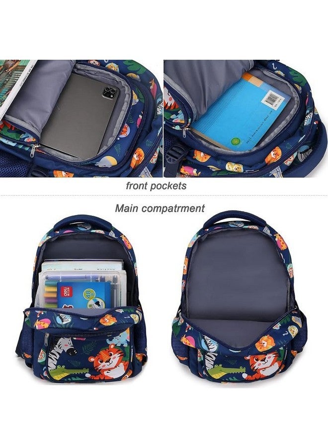 Frantic Waterproof Polyester 26 L 3 Compartment School Backpack With Pencil/Staionery Pouch School Bag Class 1 to 8 Daypack Picnic Bag For School Going Boys & Girls(RR_Full_Blue_Animals_24_A) - Image 3