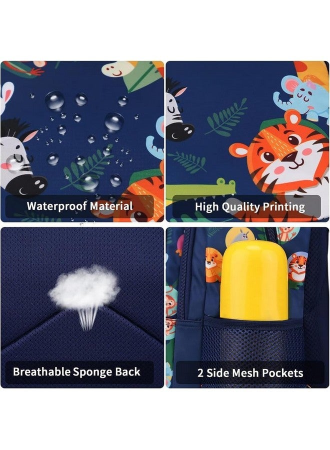 Frantic Waterproof Polyester 26 L 3 Compartment School Backpack With Pencil/Staionery Pouch School Bag Class 1 to 8 Daypack Picnic Bag For School Going Boys & Girls(RR_Full_Blue_Animals_24_A) - Image 4