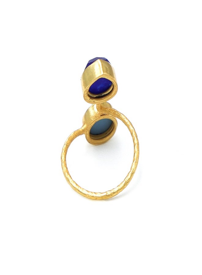 Dua Blue Jade & Blue Opal Round Heart Ring | Adjustable Gemstone Jewelry - Image 5