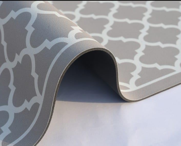 Home-Cloud حصائر مطبخ مطاطية HomeCloud للأرضية مجموعة من 2 قطعة غير قابلة للانزلاق سجادات ناعمة ماصة للمطبخ وغسيل الملابس والممر 120x40 سم 40x60 سم سمك 4 مم Trap_Beige - Image 3