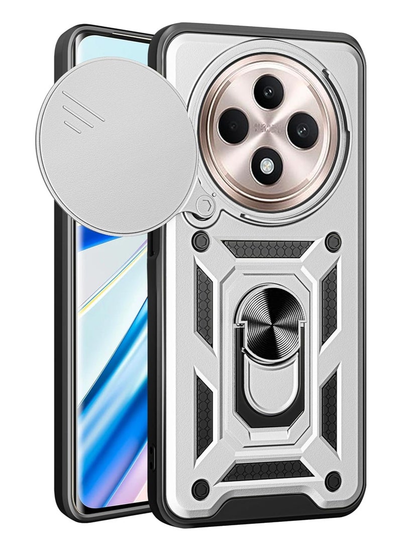 Generic Shield Full Protection Case With Metal Ring &Slide Camera Cover For Oppo Reno 12f case 