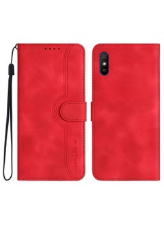HuHa Case Cover For Xiaomi Redmi 9A/9AT/9i Heart Pattern Skin Feel Leather Phone Case Red 