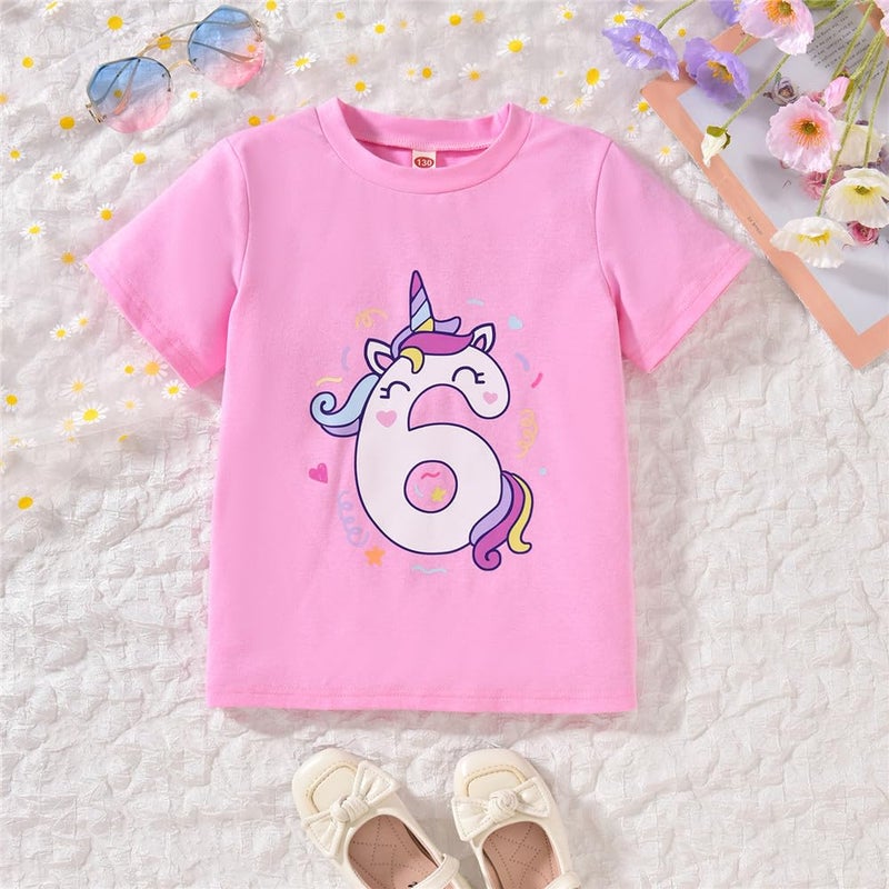 CPEI 6th Birthday Outfit for Girls 6 Year Old Six Sixth Shirt Skirt Birthday Outfit (Pink, 6 Years) - Image 3
