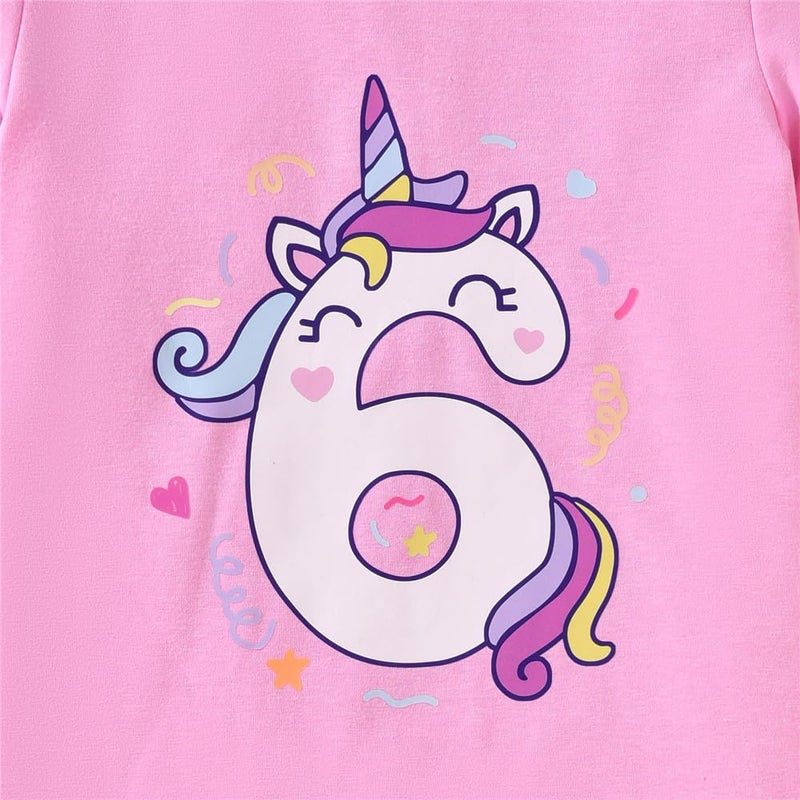 CPEI 6th Birthday Outfit for Girls 6 Year Old Six Sixth Shirt Skirt Birthday Outfit (Pink, 6 Years) - Image 5