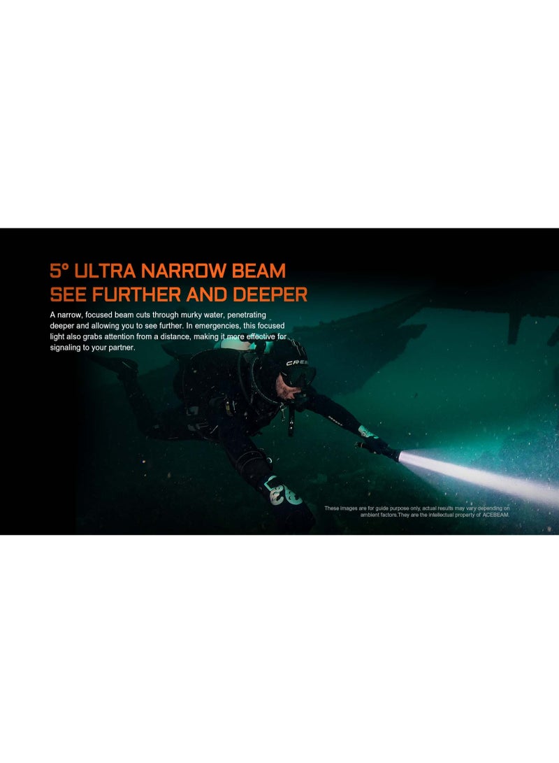 Acebeam D30 5600 Lumens Diving Flashlight, 1454 Meters Beam Distance, 100 Meter Waterproof Rating (Scuba Diving, Underwater Exploration, Deep Sea Fishing) - Image 5