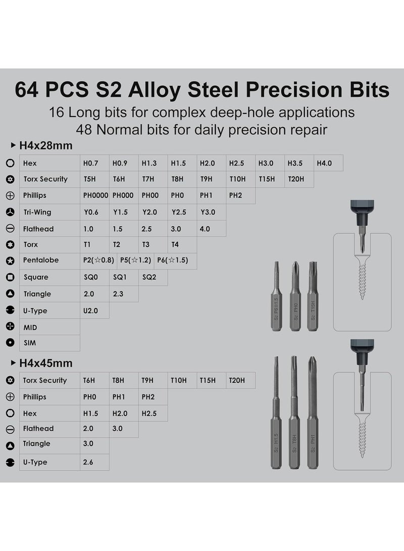 Electric Screwdriver Set, 68 in 1 Electric Screwdriver Kit, 2 Torque Settings, Pop-Up Magnetic Case, Precision Screwdriver Cordless Repair Tool for Eyeglasses,Laptop,Watch,Camera,Console  - Image 5