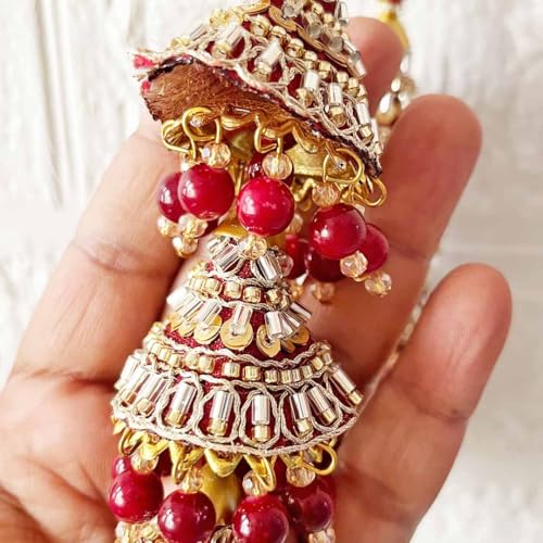 Adikala Craft Store Ethnic Nalki Cone Latkan Tassel Pack of 2 for Saree Pallu, Blouse, Suits, Dupatta, Lehenga Decor (Maroon 3Cone) - Image 4