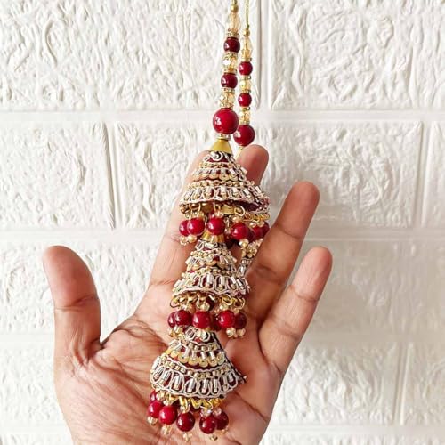 Adikala Craft Store Ethnic Nalki Cone Latkan Tassel Pack of 2 for Saree Pallu, Blouse, Suits, Dupatta, Lehenga Decor (Maroon 3Cone) - Image 3