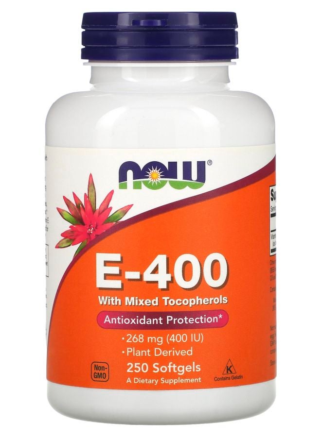 now E-400 with Mixed Tocopherols 268 mg (400 IU) 250 Softgels