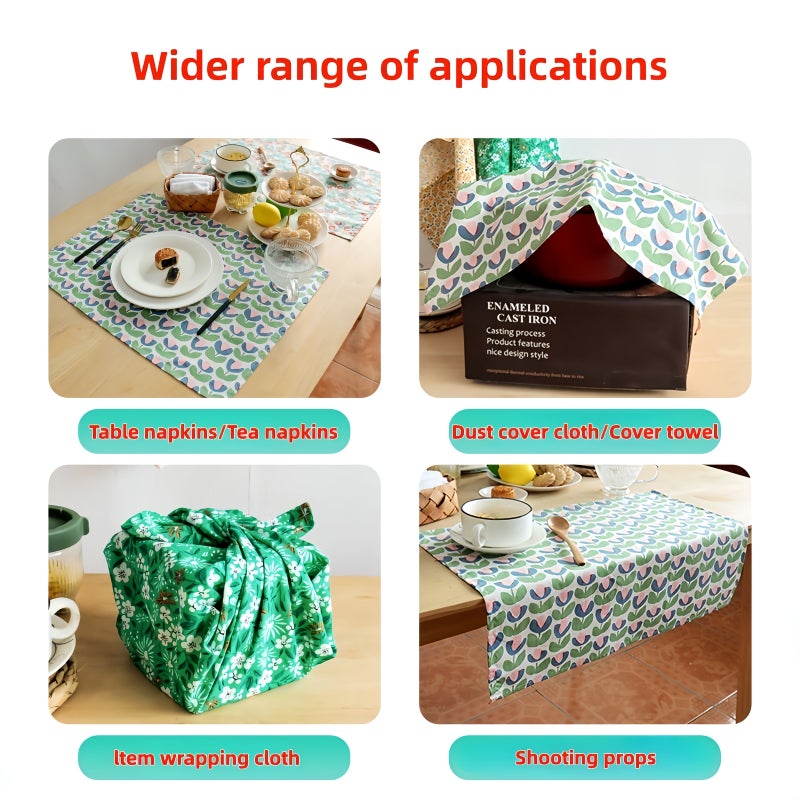 Flower Printed Thin Napkin 60x40cm for Kitchen Tea Towel Tablecloth - Image 2