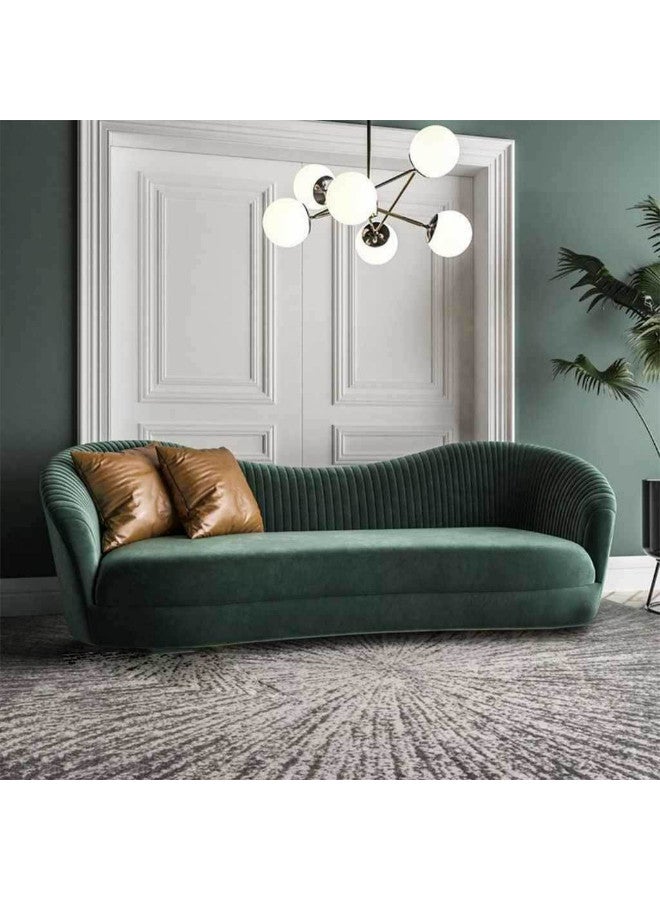 Al Home Velvet And Sweedish Wood 3 Seaters Sofa -230x65x89 cm  Green - Image 1
